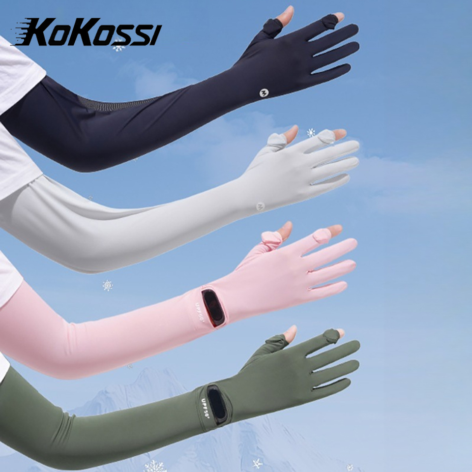 Touch Screen Gloves - ปลอกแขนกันแดดสำหรับผู้หญิง KoKossi รุ่น Summer ระบายอากาศได้ดี ผ้าไหมน้ำแข็ง