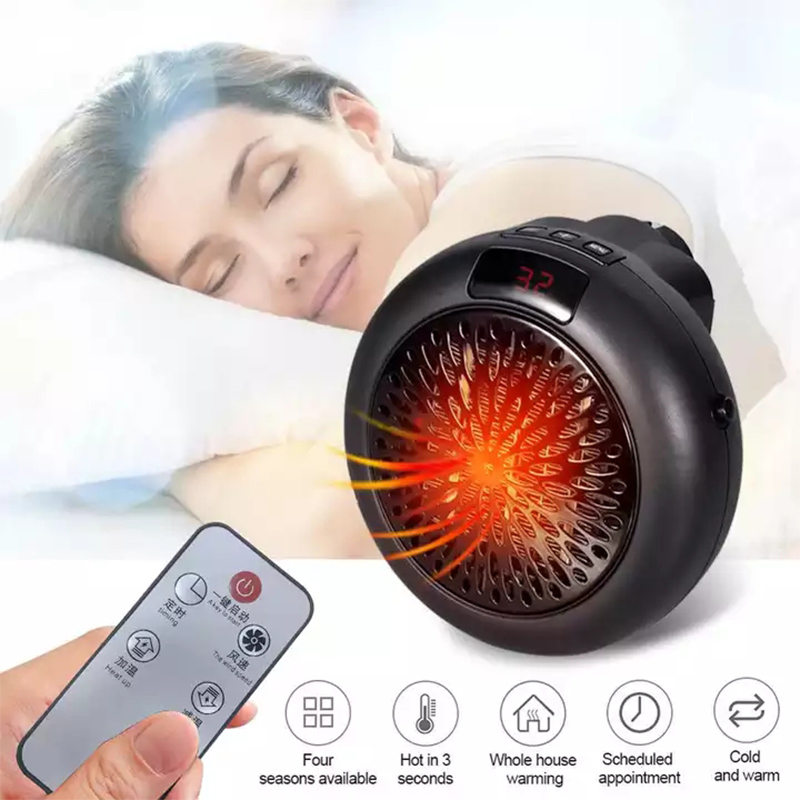 Hand Warmer Electric - 900W Mini Plug-in เครื่องทำความร้อนในห้องพักไฟฟ้าเทอร์โมสตัทปรับได้พร้อมจอแสดงผล LED สำหรับสำนักงานหอพักห้อง