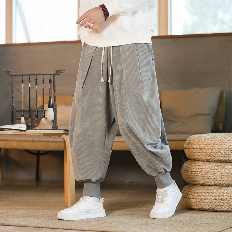 Corduroy Pant Warm - กางเกงผ้าลูกฟูกสีทึบสำหรับผู้ชาย2023กางเกงแบบฮิปฮอปกางเกงฮาเร็มหนาทรงหลวมลำลองอบอุ่นสำหรับผู้หญิง