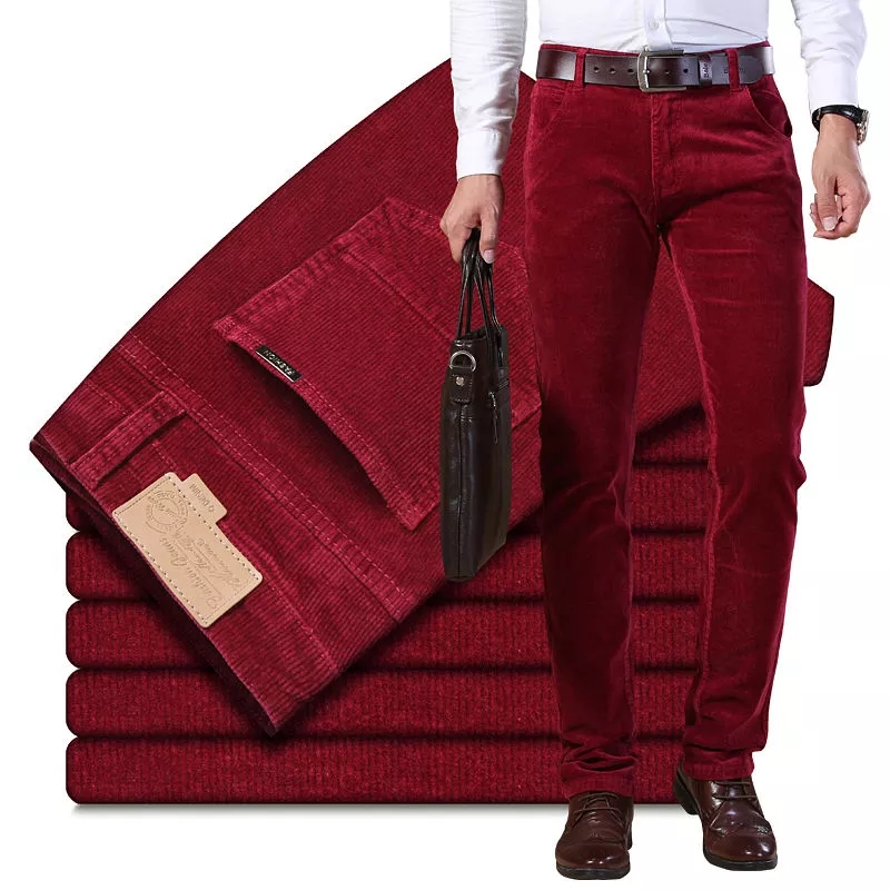 Corduroy Pant Warm - ฤดูใบไม้ร่วงฤดูหนาวผู้ชายหนา Corduroy กางเกงขนแกะกางเกงชาย Casual ธุรกิจสไตล์กางเกงยีนส์ชาย