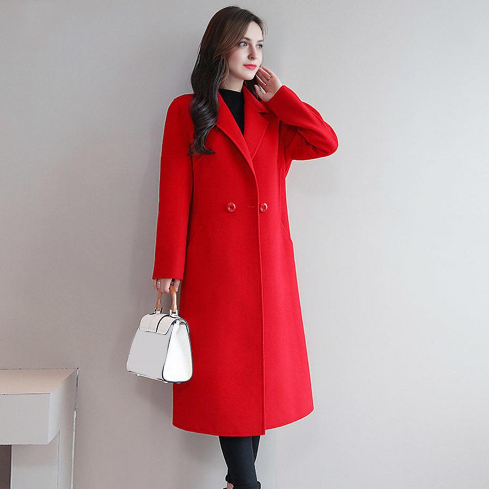 เสื้อโค้ทขนสัตว์ผู้หญิง สีพื้น - Wool Coat Peacoat บทวิจารณ์และราคา