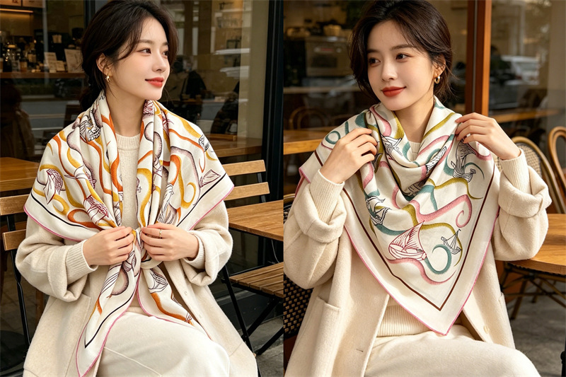 ผ้าพันคอสองด้าน 135 ซม. ผ้าแคช - Cashmere Pashmina Wrap บทวิจารณ์และราคา
