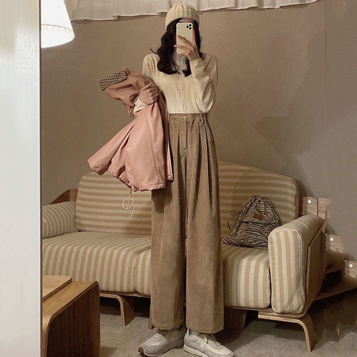 ขากว้าง Corduroy กางเกงผู้หญิง - Corduroy Pant Warm บทวิจารณ์และราคา