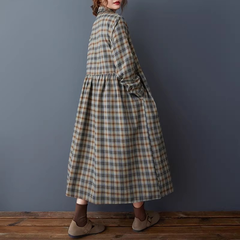 เดรสเชิ้ตลายสก๊อตสไตล์เกาหลีแบ - Flannel Shirt Lined บทวิจารณ์และราคา