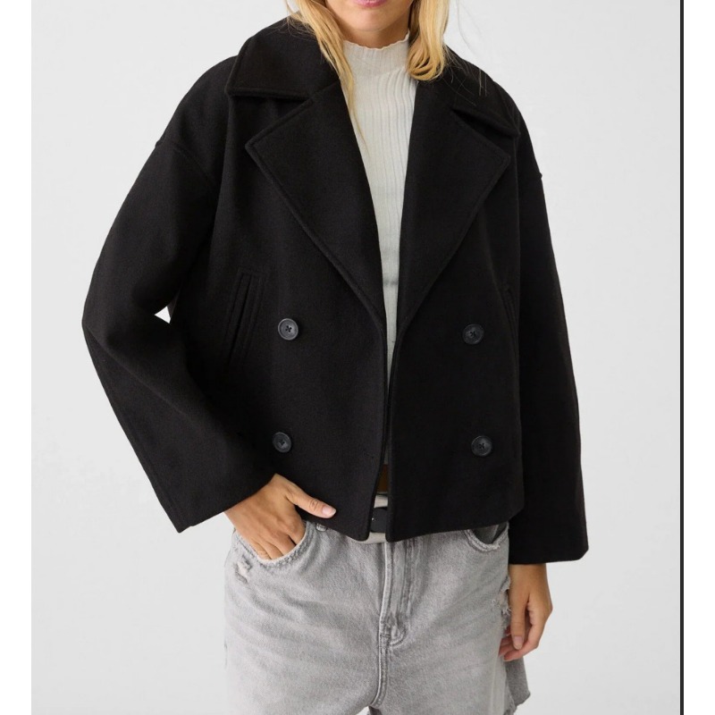 เสื้อโค้ทขนสัตว์ผสมทรงโอเวอร์ไ - Wool Coat Peacoat บทวิจารณ์และราคา